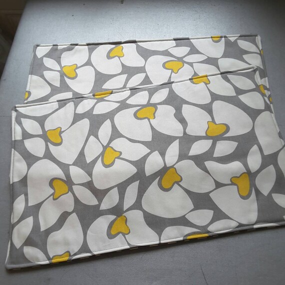 Gray and yellow placemats reversible set of 2 ready to