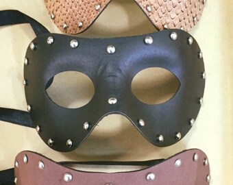 Masquerade Mask in Black Tan Snakeskin or Brown - Music Festival Wear - Photography or Runway Props