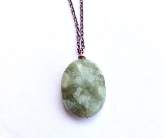 Tree Moss Agate Jewelry Set // Agate Pendant by CoffeeTableCrafts