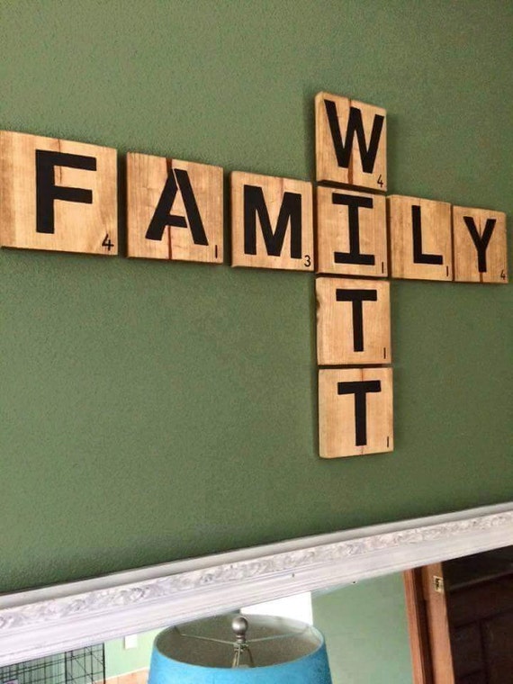 Personalized Scrabble Wall Art .. Family names . large wood