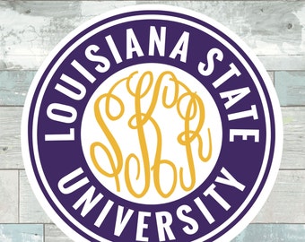 Louisiana State University Monogram Frame Cutting Files in Svg, Eps, Dxf, Png for Cricut & Silhouette | LSU Vector | Tigers Sports Graphics
