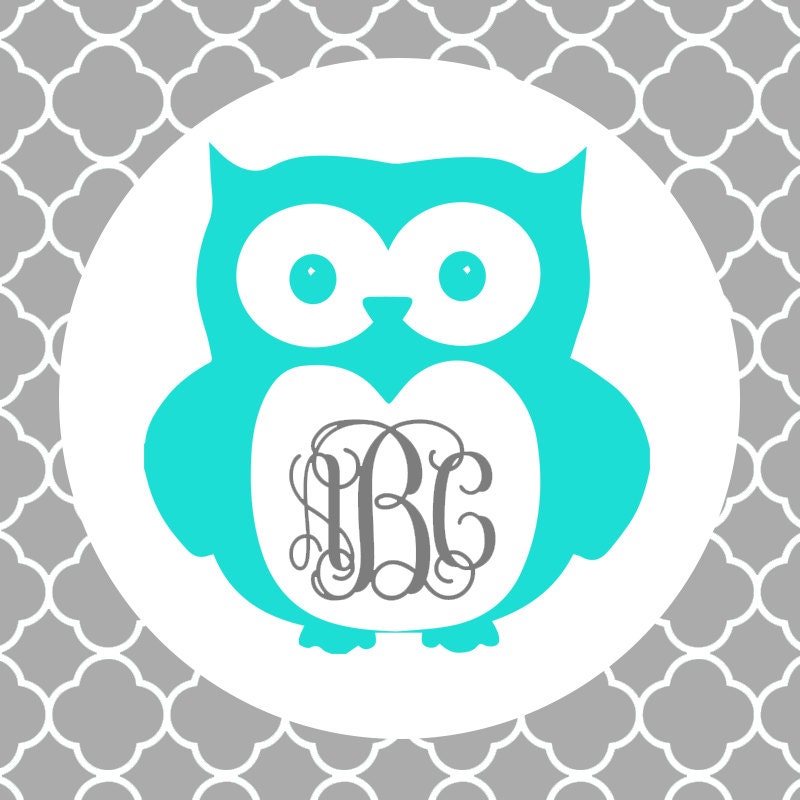 Owl Monogram Frame Cutting Files in Svg Eps Dxf Png for