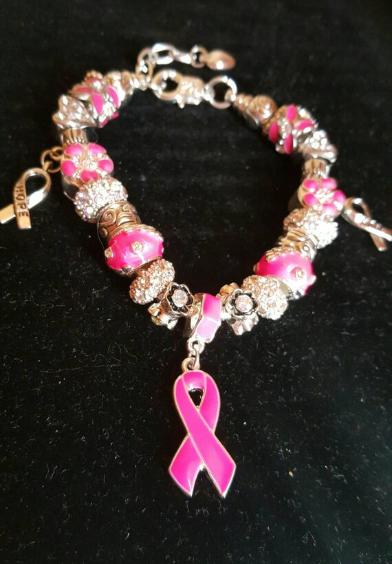Items similar to Pandora like Cancer awareness charm bracelet on Etsy