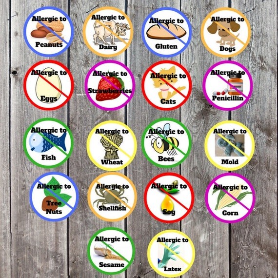 Printable Allergy Sticker Printable Allergy by LanierPrintables