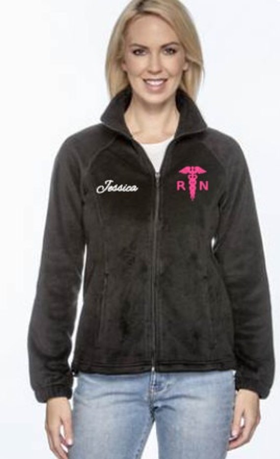 Nurse Fleece Jacket Caduceus Fleece Jacket by SweetArkansasDesigns