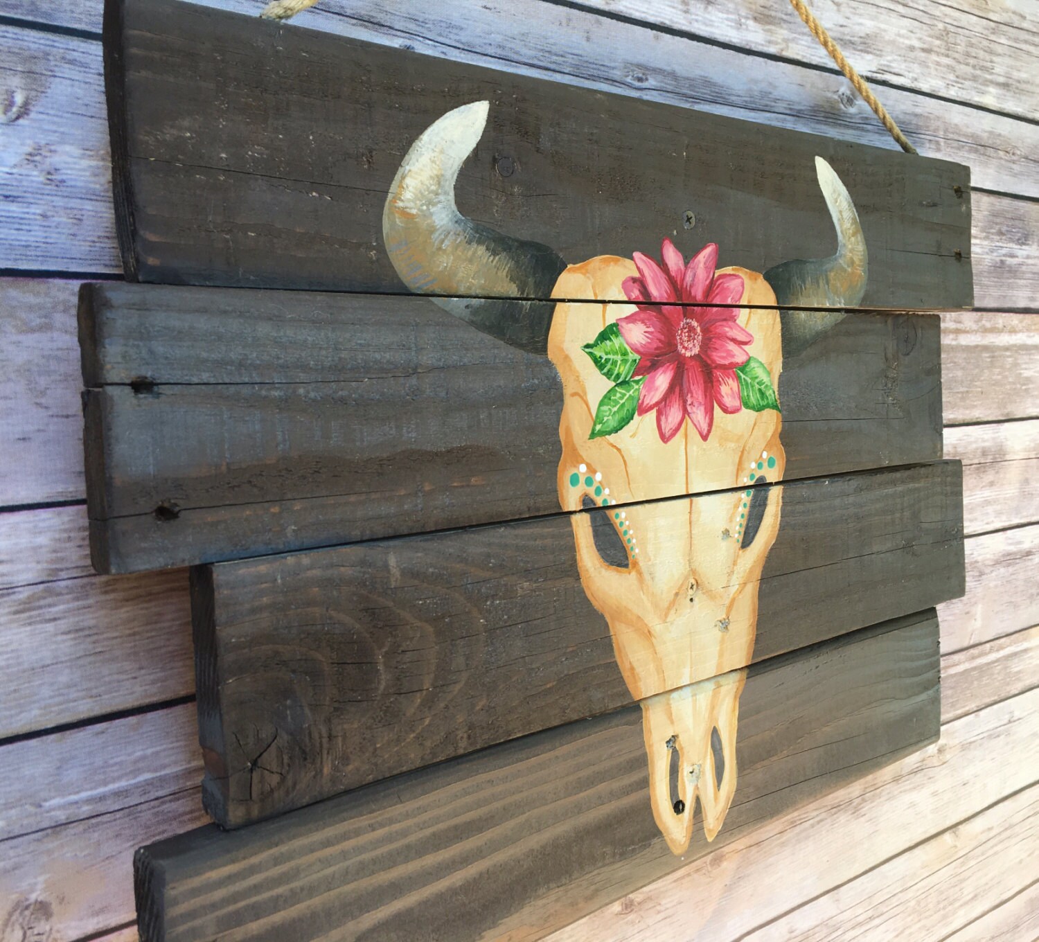 Cow skull sign/ Steer skull/wood wall art/ Wall Hanging/ wood