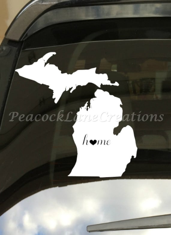 State of Michigan Car Window Decal I Love Michigan Decal I