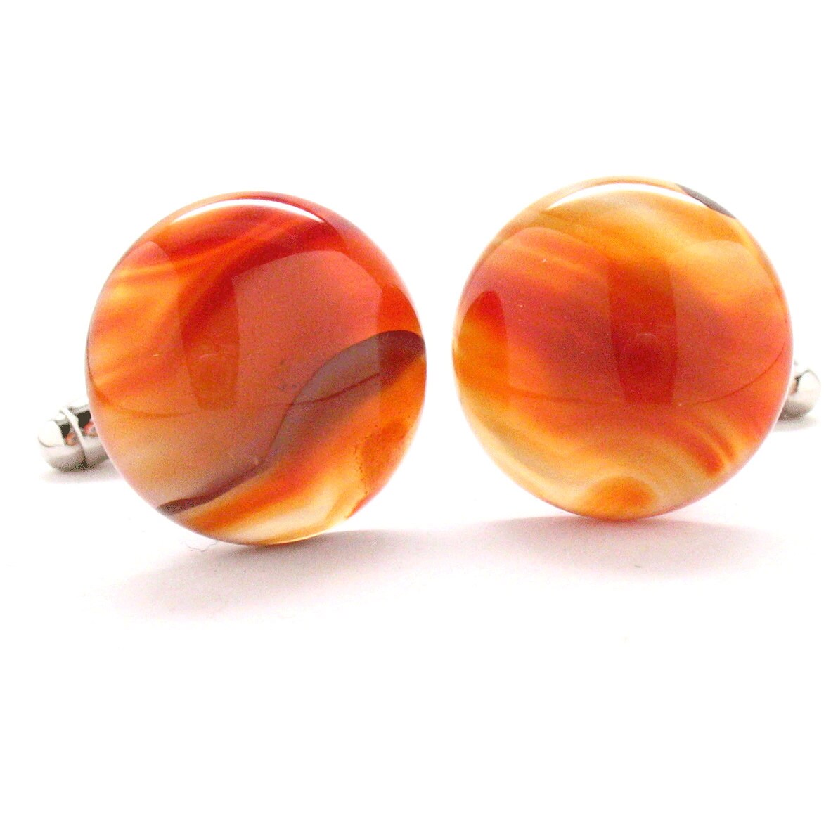 Jupiter Stones Cufflinks Cuff Links Orange Sparkle Stone Ring