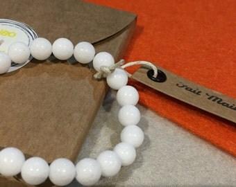 CHILD bracelet - White lithotherapy - Jade 6 mm - unique model