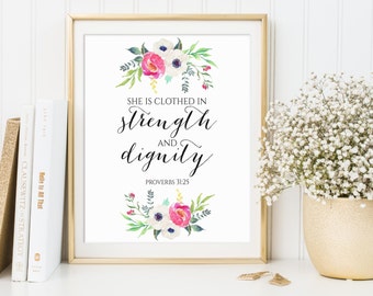 She is Clothed in Strength and Dignity Proverbs 31 25 Wall