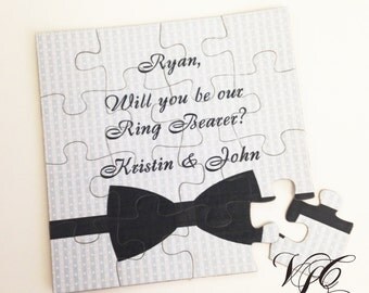 Personalized Ring Bearer proposal, Ask Ring Bearer, Will You Be Our Ring Bearer puzzle, Ring Bearer Invitation puzzle, Suit up card