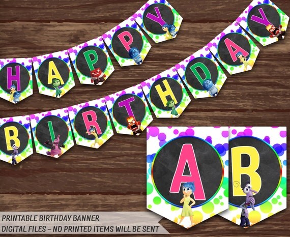 Inside Out Birthday Banner. Inside Out by HolidayPrintDesign