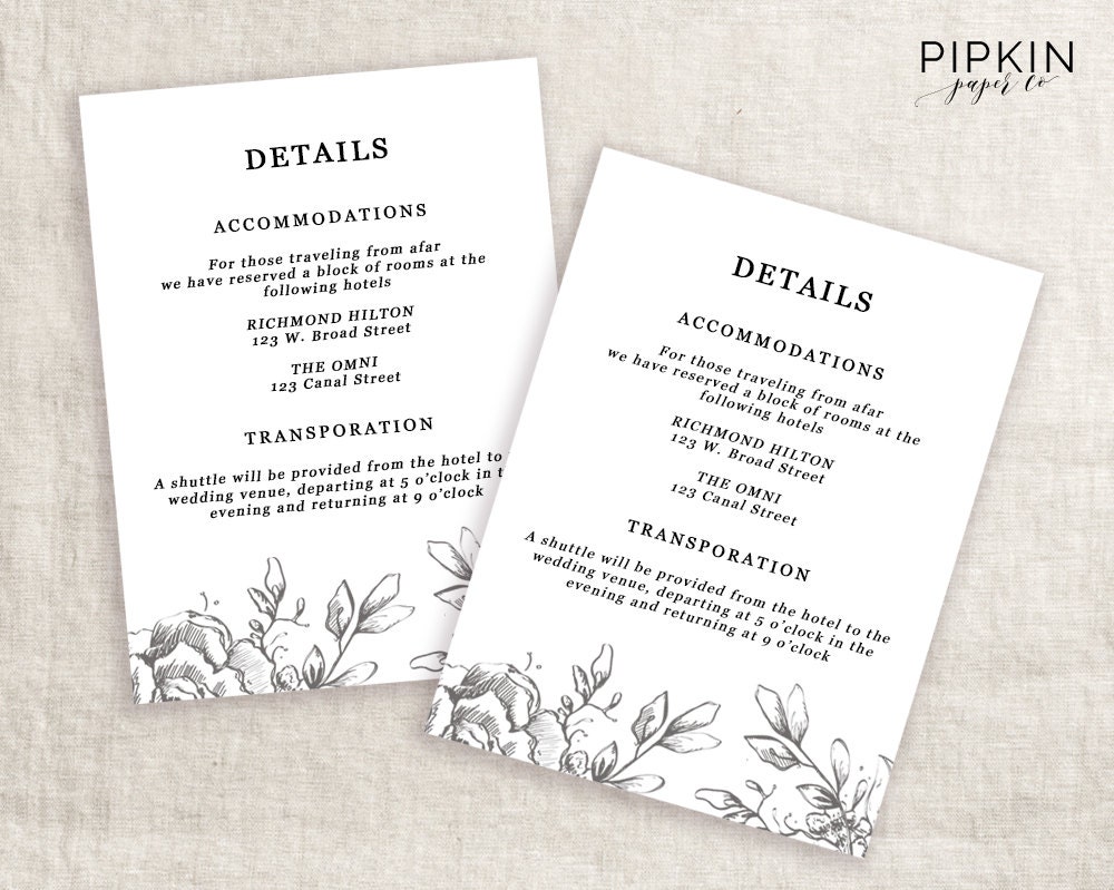 Wedding Invitation Details Card Wording 10