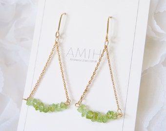 Bright Green Peridot Earrings natural stone gem stones dangle earrings teardrop earrings gift for her swing earring bridal wedding jewellery