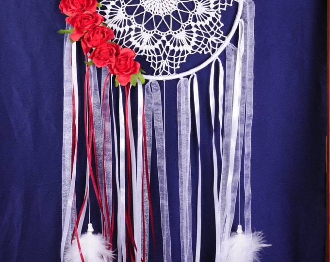 Dreamcatcher white Dream Catcher roses Dreamcatcher New Bordeaux Dream сatcher gift idea dreamcatchers boho dreamcatcher wall handmade gift