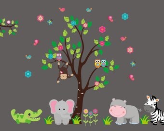 Nursery Decals Girls - Nursery Wall Decals - Nursery Decal - Wall Decal Girls - Jungle Wall Stickers - Babies Wall Stickers - 88" x 138"