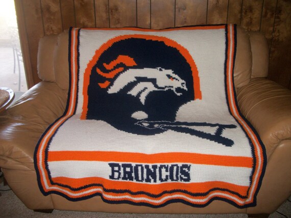 DENVER BRONCO Hand-crocheted AFGHAN Bronco by SueZQKreations