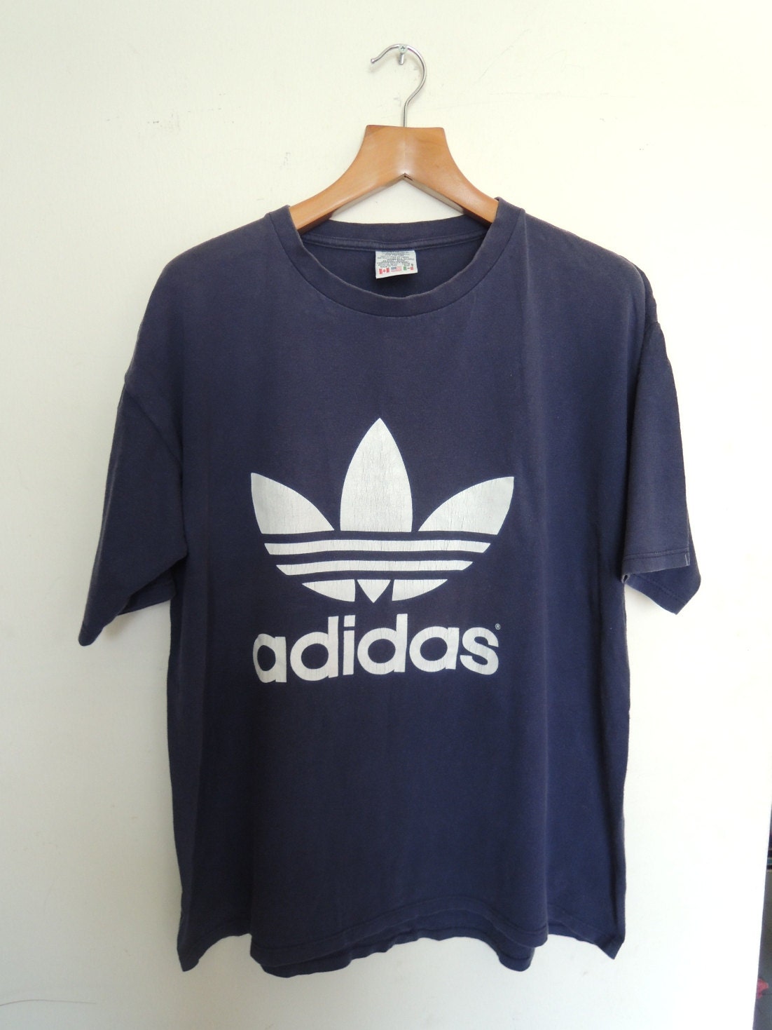 Vintage 90's Adidas Trefoil Big Logo T Shirt Sport Street