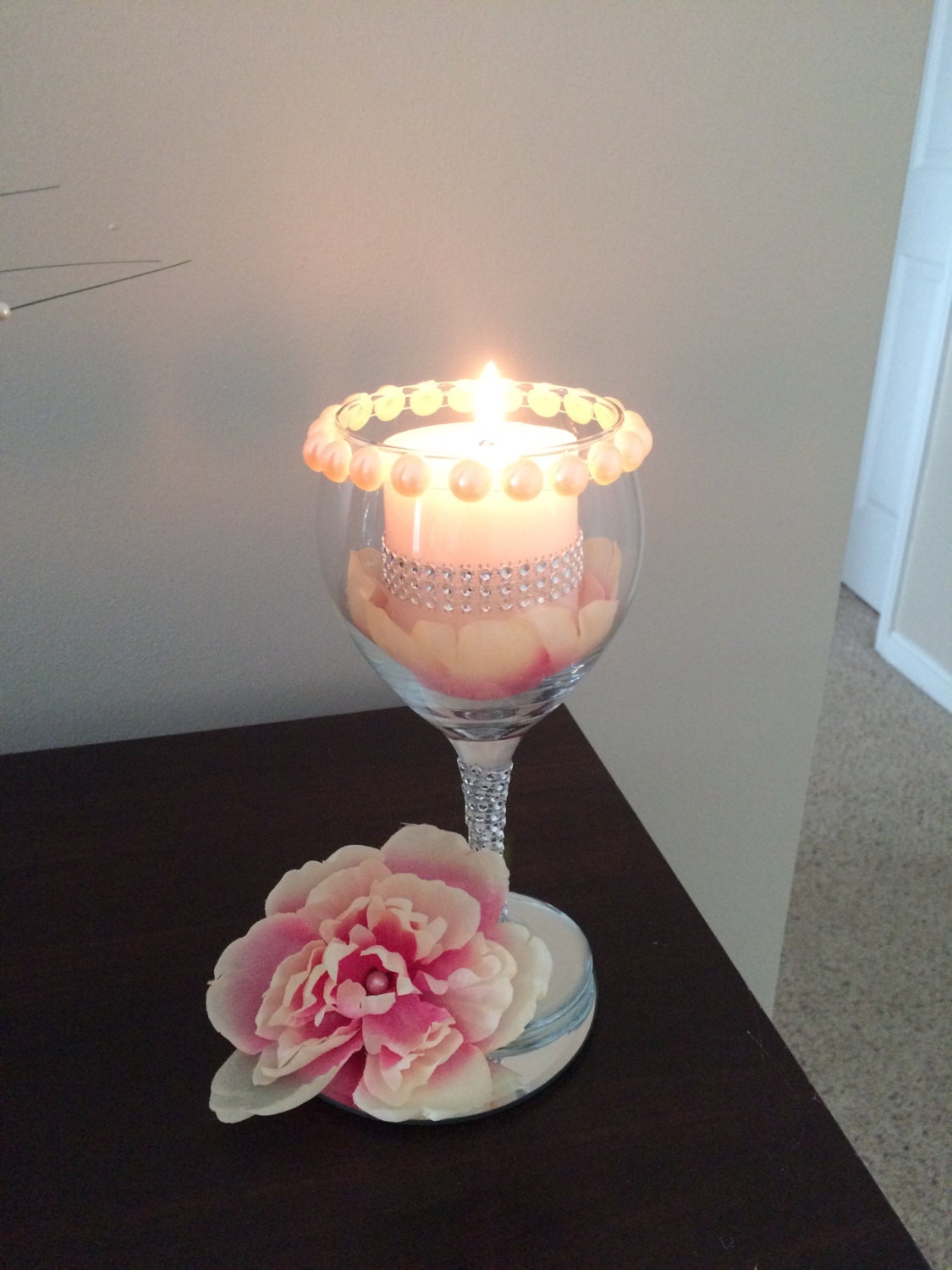 Wedding wine glass candle holder wedding decorations