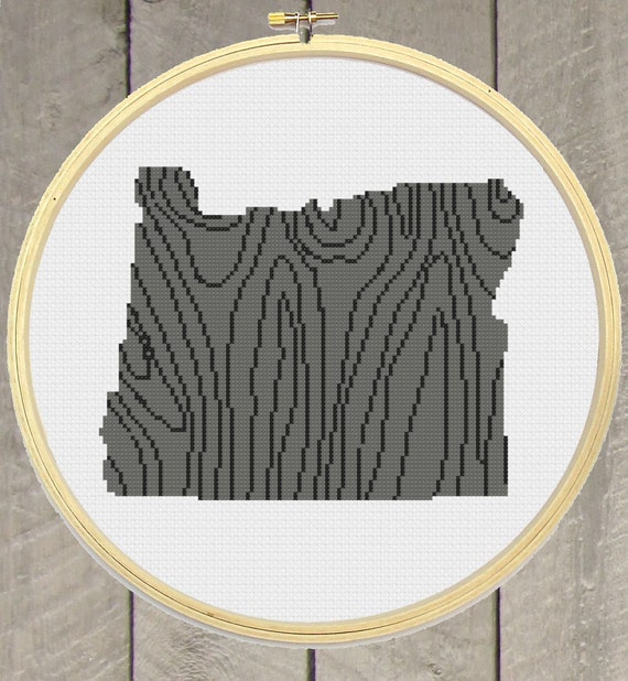 Oregon State Cross Stitch Pattern PDF Download Wood Grain