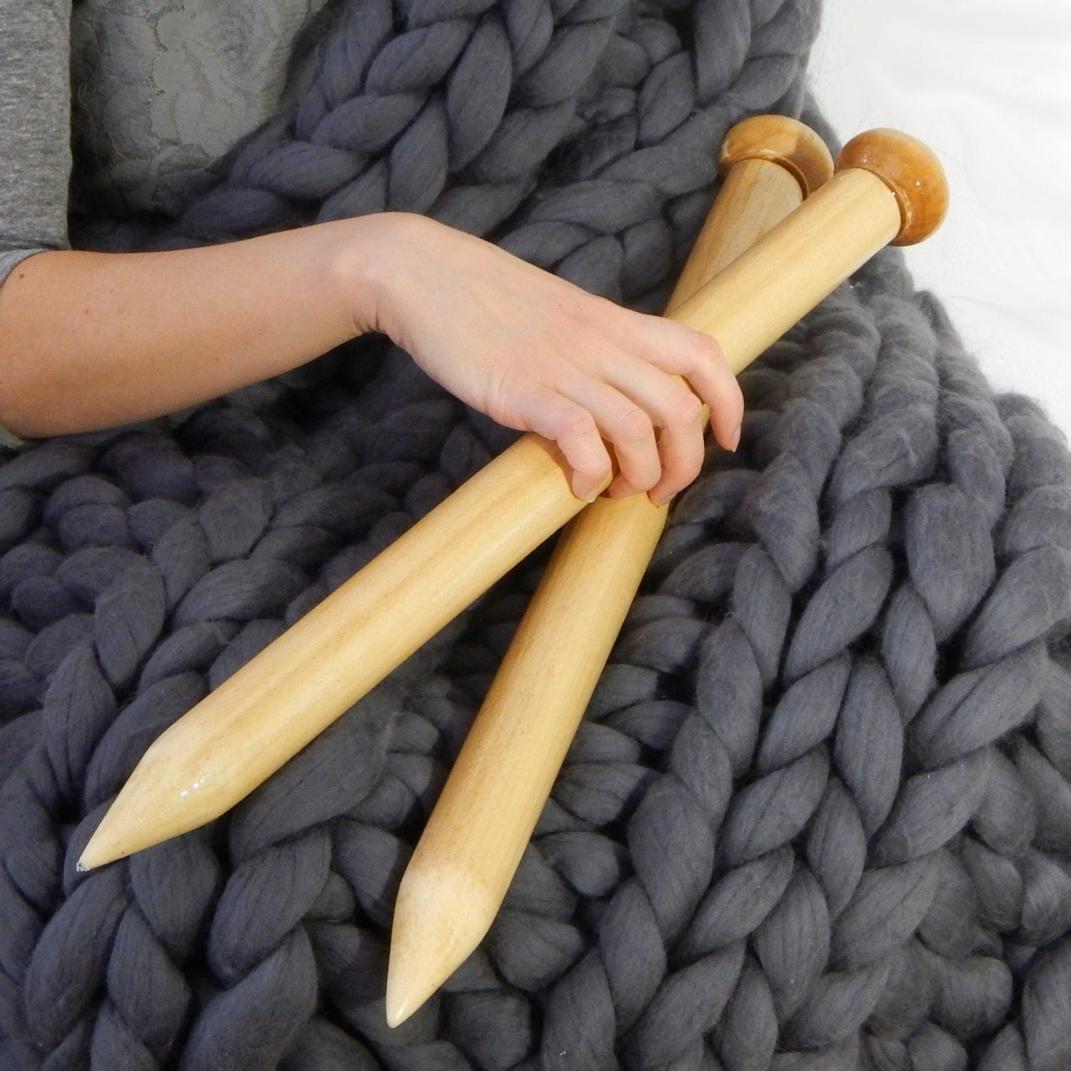 75 cm long Giant Knitting Needles 40 mm Knitting by Klaso