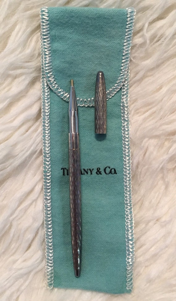 Vintage Tiffany & Co Sterling Silver Pen With Engraved Diamond