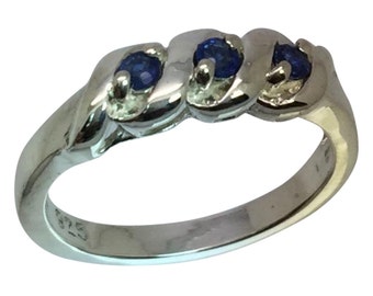 14k Blue Sapphire Band W-Y-R, Free Sizing