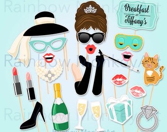 Breakfast at Tiffany's Printable Photo Booth Props - Audrey Hepburn Photobooth Props - Photobooth Props - Breakfast at Tiffany's Party