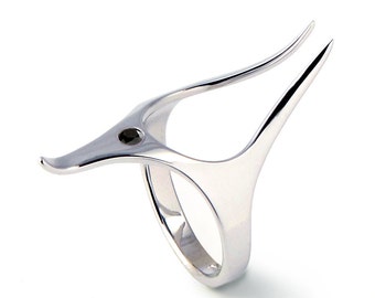 ANUBIS Unique Silver Ring, Silver Statement Ring, Egyptian Jewelry, Edgy Alternative Engagement Ring, Unique Mens Ring