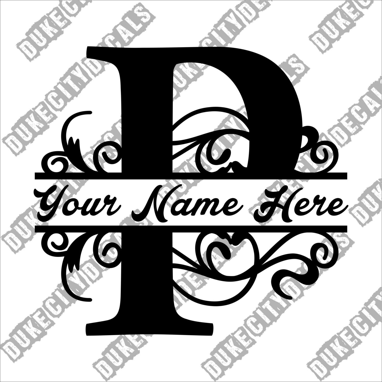 Letter P Floral Initial Monogram Family Name Vinyl Decal