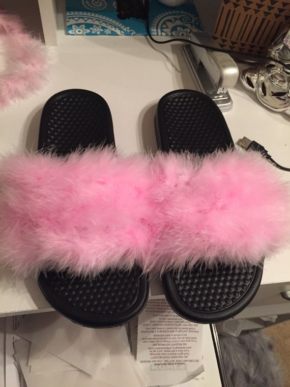 Light Pink Fuzzy slides by on Etsy