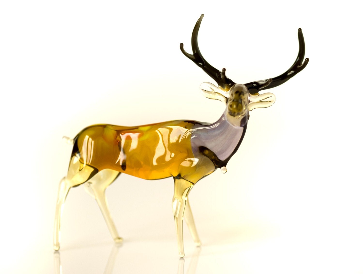 Glass Deer Figurine Collectible Realistic Wild Animal