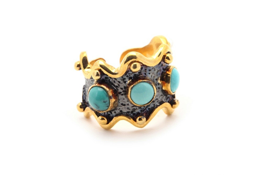 Kenya Ring. 925 Sterling Silver 18K Gold Plated with by Lizyjewels