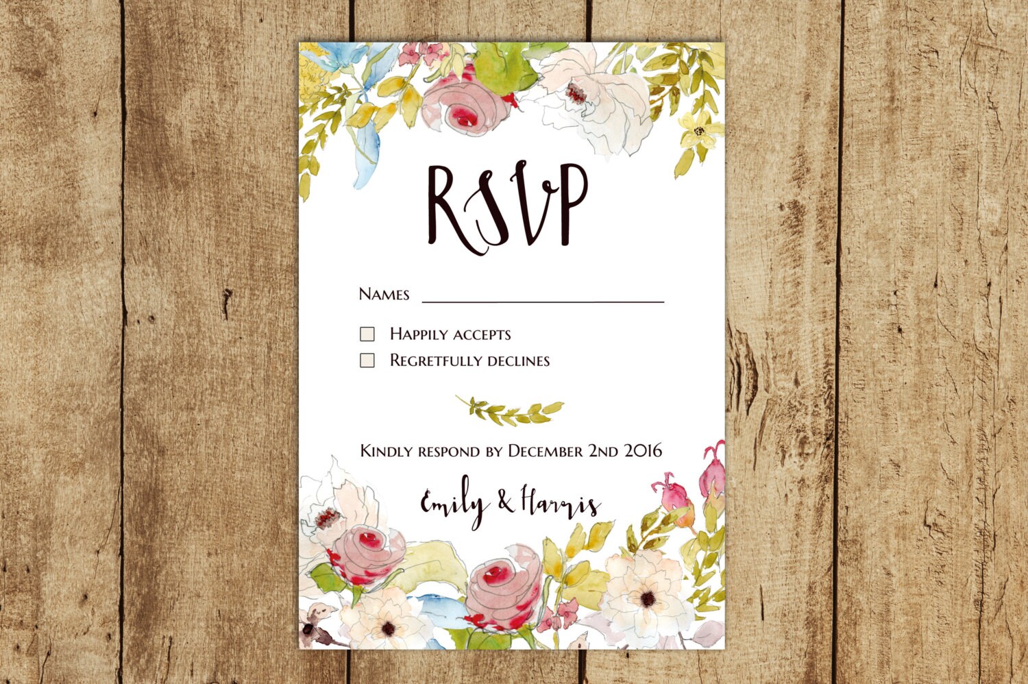 Floral RSVP card rsvp card template printable rsvp wedding