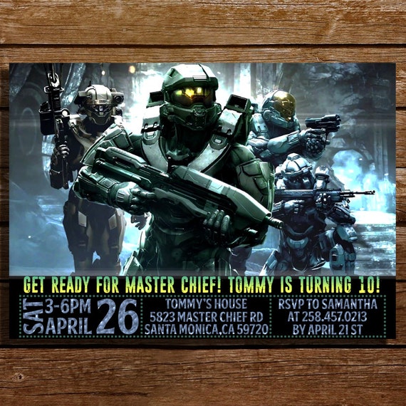 HALO Birthday Invitation-HALO 5 Digital by CoralPartyDecor on Etsy