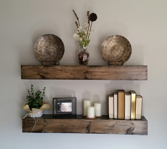 Floating Wood Shelves by WeatheredWoodWalls on Etsy