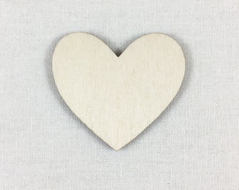 Wood Heart Shape, Unfinished Wood Heart Laser Cut Shape, DIY Craft Supply, Many Size Options