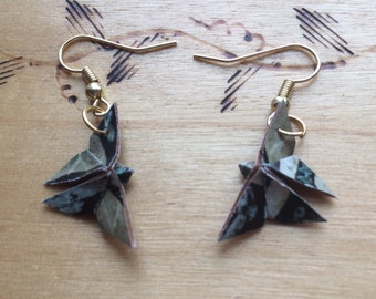 Upcycled Origami Butterfly Earrings