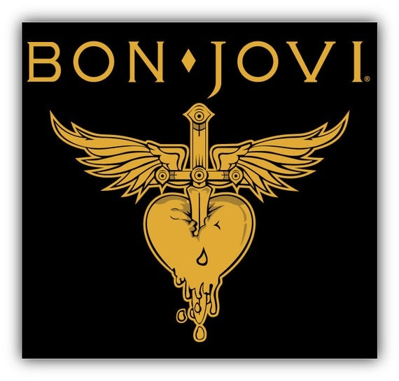 Bon Jovi Heart & Dagger Music Car Bumper Sticker Decal by slonotop