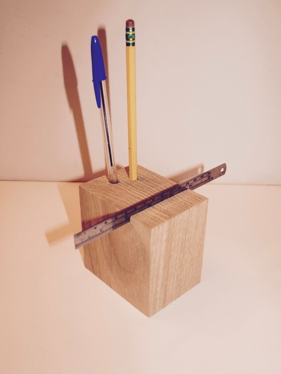 Wood / European Oak Desk Tidy. Pen Pencil & Engineering