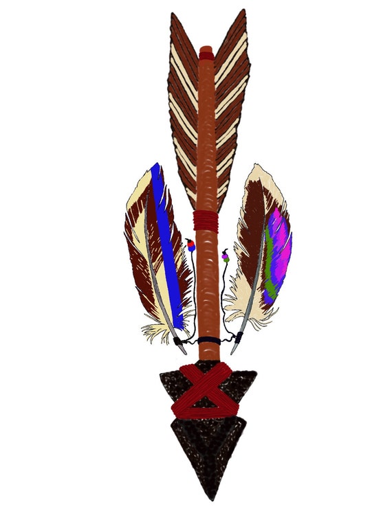 Items similar to Arrow with two feathers, Native American Indian ...