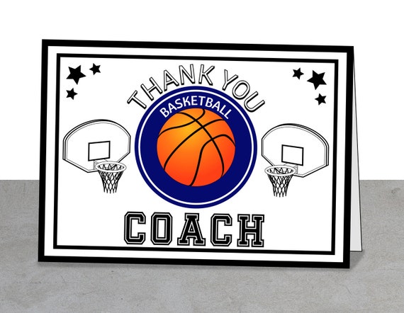 thank you basketball coach greeting card printable