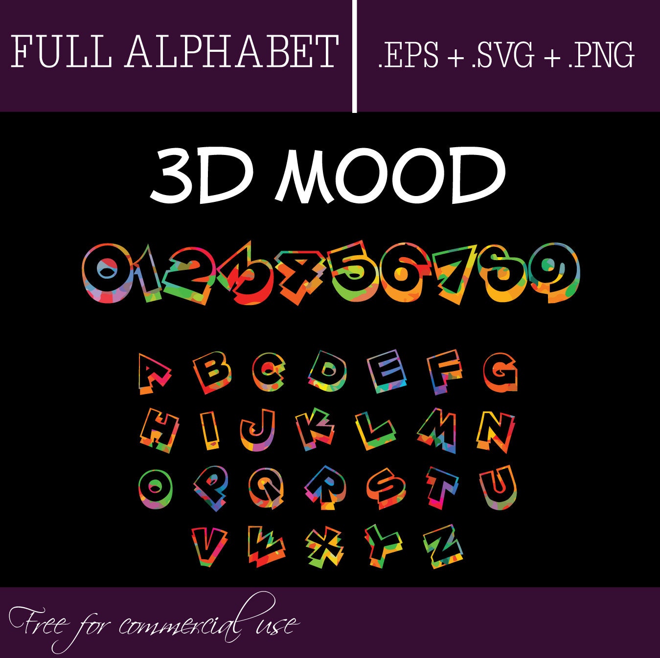 SVG Fonts 3D Mood FONT Digital fonts Handwritten font Cricut