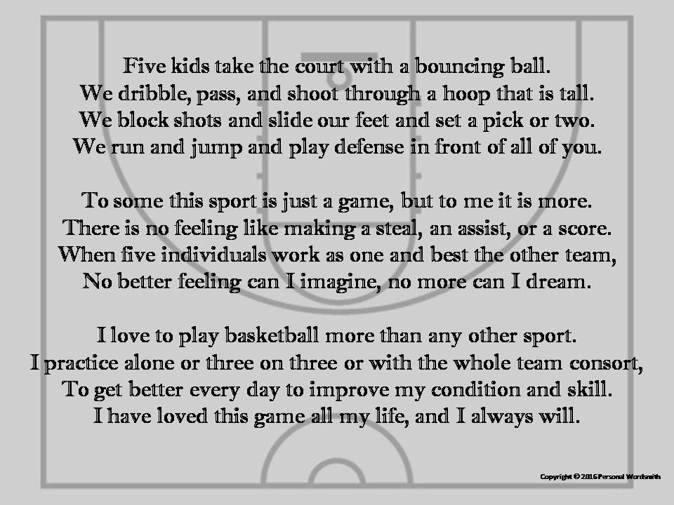 Basketball Team Poetry Print Digital Basketball Poem Photo