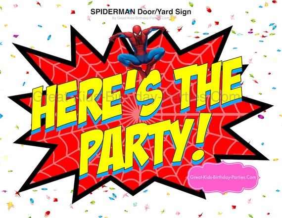SPIDERMAN DOOR SIGN Instant Download. Spiderman Birthday.