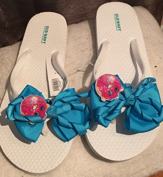 Shopkins WHITE Girls Custom Flip Flops  All Sizes All Colors