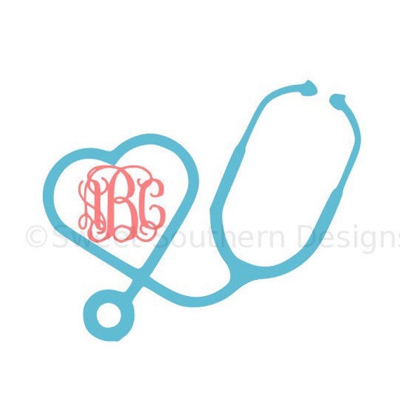 Download Monogram nurse stethoscope SVG instant download design for