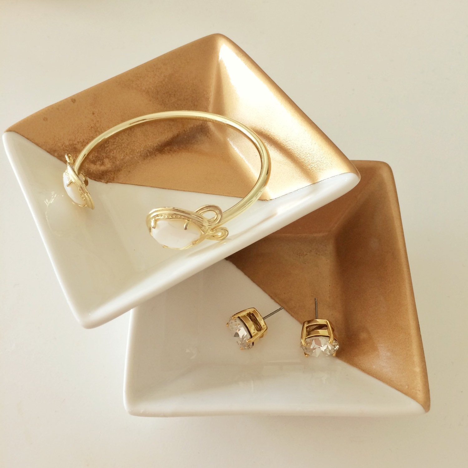 Jewelry Dish Gold and White Engagement Gift Gift by MKMsplendor