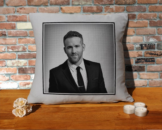 Ryan Reynolds Cushion Pillow Pop Art Silver Grey 100%