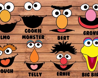 Sesame Street Faces. 8 High Resolution Digital Clipart. Sesame Street Birthday Party. Baby shower. Party Supplies. DIGITAL FILES